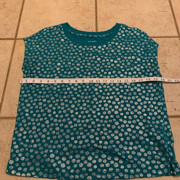 Ricki's Vintage Soft Teal & Silver Dot Cap Sleeve Top - Size M/M - Picture 4 of 6
